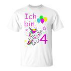 Einhorn T-Shirt für Mädchen 4 Jahre, Zauberhaftes Einhorn-Motiv