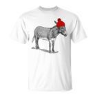 Esel Burro Mule Tragen Einer Beanie Weihnachtsstrumpf Hat T-Shirt