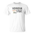 Französisches Reise-T-Shirt Voyageur (Un Peu) Timbré mit Briefmarke und Flugzeug