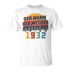 Herren Vintage Der Mann Mythos Die Legende 1932 91 Geburtstag T-Shirt