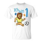 Kinder Erster 1 Geburtstag Fußball Löwe Ich Bin Eins 1 Jahr T-Shirt
