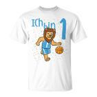Kinder Erster 1 Geburtstag Löwe Basketball Ich Bin Eins 1 T-Shirt