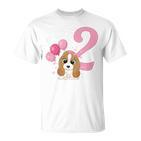 Kinder Geburtstags Kleiner Hund 2 Geburtstag Mädchen 2 Jahre T-Shirt