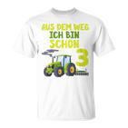 Kinder Ich Bin Schon 3 Traktor T-Shirt für Jungen, Trecker Motiv