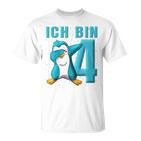 Kinder Pinguin 4 Jahre Jungen Mädchen Pinguin 4 Geburtstag T-Shirt