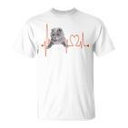 Schottische Katzen Herzschlag EKG T-Shirt für Kätzchenliebhaber