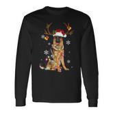 German Shepherd Christmas Reindeer Christmas Lights Pajama Men Women Long Sleeve T-Shirt T-shirt Graphic Print