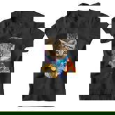 Funny Galaxy Cat Space Cat Eat Pizza And Taco Youth T-shirt