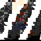 Retro Vintage Chicken Cool Rooster Wearing Sunglasses Women Crewneck Graphic Sweatshirt