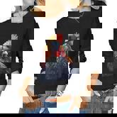 Retro Vintage Chicken Cool Rooster Wearing Sunglasses Women Graphic Long Sleeve T-shirt