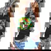 St Patricks Day Three Gnomes Holding Shamrock Gnome Rainbow  Women Flowy Tank