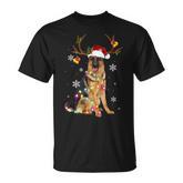 German Shepherd Christmas Reindeer Christmas Lights Pajama T-shirt