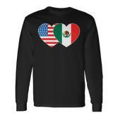 Doppelherz Mexiko & USA Flagge Langarmshirt für mexikanisch-amerikanische Patrioten Langarmshirts