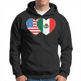 Doppelherz Mexiko & USA Flagge Langarmshirt für mexikanisch-amerikanische Patrioten Hoodie