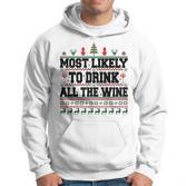 Familien-Weihnachts-Hoodie: Wer trinkt den Wein? Lustiges Design