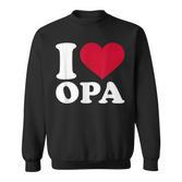 I Love Opa Herz-Motiv Sweatshirt in Schwarz, Geschenkidee für Großväter