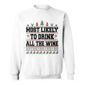 Familien-Weihnachts-Sweatshirt: Wer trinkt den Wein? Lustiges Design