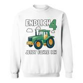 Kinder Traktor Sweatshirt zum 4. Geburtstag mit Lustigen Sprüchen für Jungs