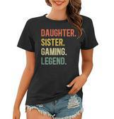 Vintage Tochter Schwester Gaming Legend Frauen Tshirt, Retro Gamer Girl Design