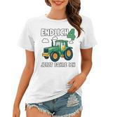 Kinder Traktor Frauen Tshirt zum 4. Geburtstag mit Lustigen Sprüchen für Jungs