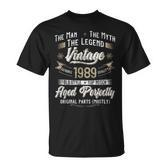 34. Geburtstag Herren T-Shirt Mythos Legende 1989 Vintage