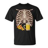 Skelett Rippenkäfig Pizza Und Bier T-Shirt