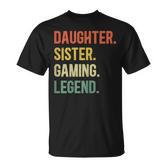 Vintage Tochter Schwester Gaming Legend T-Shirt, Retro Gamer Girl Design