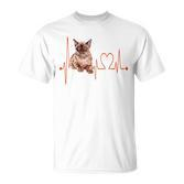 Birmanische Katze Herzschlag Ekg Lustig I Love My Cat T-Shirt