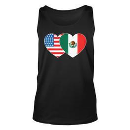 Doppelherz Mexiko & USA Flagge Langarmshirt für mexikanisch-amerikanische Patrioten Unisex TankTop - Seseable