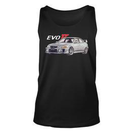 Herren Schwarz Unisex TankTop mit Evo 7 Auto-Print, Motorsport Design - Seseable