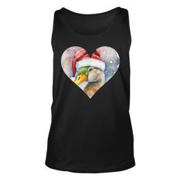 Lustige Ente Weihnachtsmütze Vintage Valentinstag Ente Tank Top - Seseable