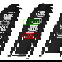 Game On World Off Gamer Gaming Konsole Gamepad Zocken Langarmshirts - Seseable