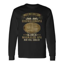 Herren Modellbahn Dampflok Lokomotiven Züge Opa Eisenbahn Langarmshirts - Seseable