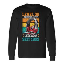 Level 30 Jahre Geburtstags Mann Gamer 1992 Geburtstag Langarmshirts - Seseable
