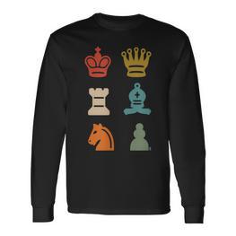 Schach Schachmatt Schachbrett Brettspiel Strategie Taktik Langarmshirts - Seseable