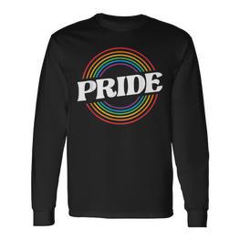 Unisex Schwarzes Langarmshirts, Regenbogen PRIDE Schriftzug, Mode für LGBT+ - Seseable