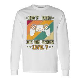 Kinder Gamer 7. Geburtstag T Langarmshirts|Hey Bro, Level 7 erreicht! - Seseable