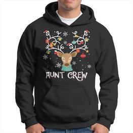 Aunt Crew Weihnachtsmann Hut Rentier Passender Pyjama Hoodie - Seseable