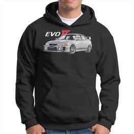 Herren Schwarz Hoodie mit Evo 7 Auto-Print, Motorsport Design - Seseable