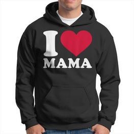 I Love Mama Schwarz Hoodie, Herzmotiv zum Muttertag - Seseable