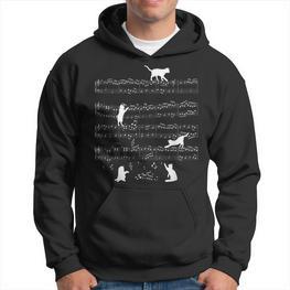 Katzen Katze Musik Noten Katzenliebhaber Kater Tier Geschenk Hoodie - Seseable