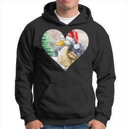 Lustige Ente Weihnachtsmütze Vintage Valentinstag Ente V2 Hoodie - Seseable