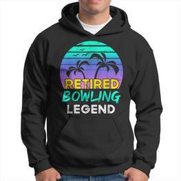 Ruhestand Bowling-Legende Hoodie, Retro 80er Jahre Sonnenuntergang - Seseable