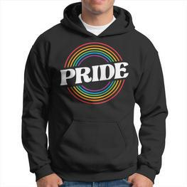 Unisex Schwarzes Hoodie, Regenbogen PRIDE Schriftzug, Mode für LGBT+ - Seseable