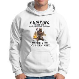 Camping und Wein Hoodie - Camping löst Probleme, Wein den Rest - Seseable