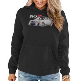 Herren Schwarz Hoodie mit Evo 7 Auto-Print, Motorsport Design - Seseable