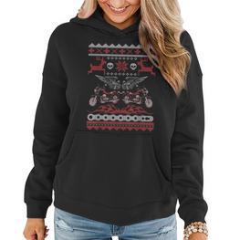 Weihnachten Motorrad Geschenk Biker Hässliche Weihnachten Frauen Hoodie - Seseable