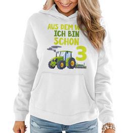 Kinder Ich Bin Schon 3 Traktor Hoodie für Jungen, Trecker Motiv - Seseable