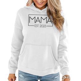 Mama Est 2023 Werdende Mutter Schwangere Geschenk Neue Mama Frauen Hoodie - Seseable