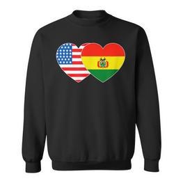 Bolivien USA Flagge Herz Sweatshirt für Bolivianisch-Amerikanische Patrioten - Seseable